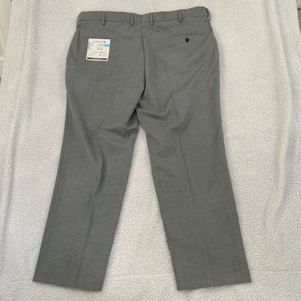 Saddlebred Traveler 42x29 Dress Pants Gray Comfort Flex No Iron Flat Front New